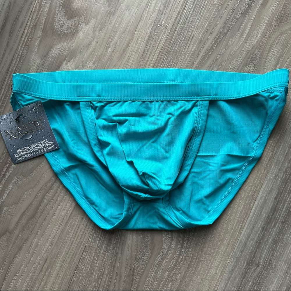Andrew Christian | Moisture Control Mesh Brief w Almost Naked in Teal Blue (S)